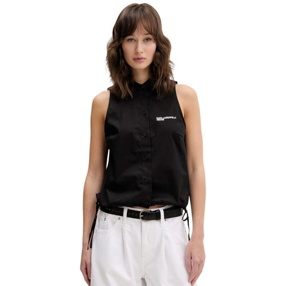 Karl Lagerfeld Black Cotton Shortsleeve Women's Shirt